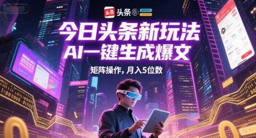 今日头条新玩法，AI一键生成爆文，矩阵操作，月入5位数-谷进海小站