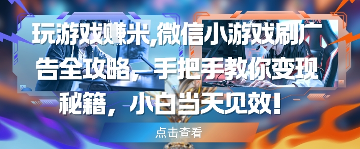 玩游戏挣米，微信小游戏刷广告全攻略，手把手教你变现秘籍，小白当天见效-谷进海小站