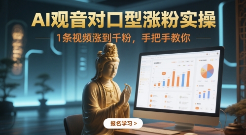 AI观音对口型涨粉实操，1条视频涨到千粉，手把手教你-谷进海小站