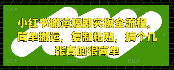 小红书搬运短剧实操全流程，简单搬运，复制粘贴，搞个几张真的很简单-谷进海小站