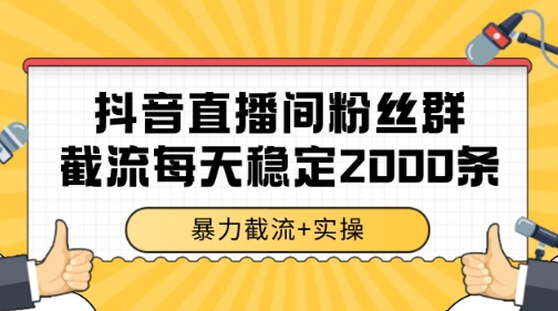 抖音直播间粉丝群暴力截流，一台电脑每天稳定2000条数据【揭秘】-谷进海小站