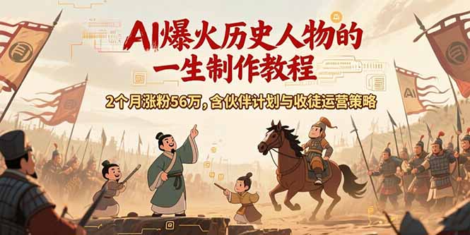 AI历史人物赛道课程，2个月涨粉56万，含伙伴计划与收徒运营策略-谷进海小站