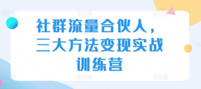 社群流量合伙人，三大方法变现实战训练营-谷进海小站