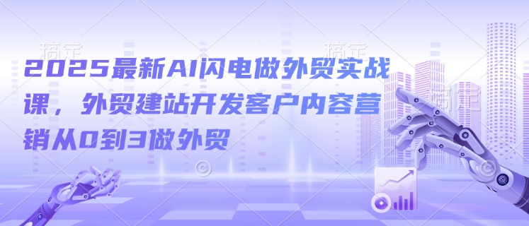 2025最新AI闪电做外贸实战课，外贸建站开发客户内容营销从0到3做外贸-谷进海小站