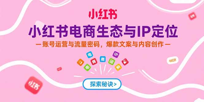小红书电商生态与IP定位，账号运营与流量密码，爆款文案与内容创作-谷进海小站