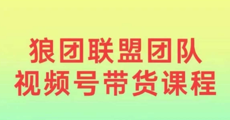 狼团联盟2024视频号带货，0基础小白快速入局视频号-谷进海小站