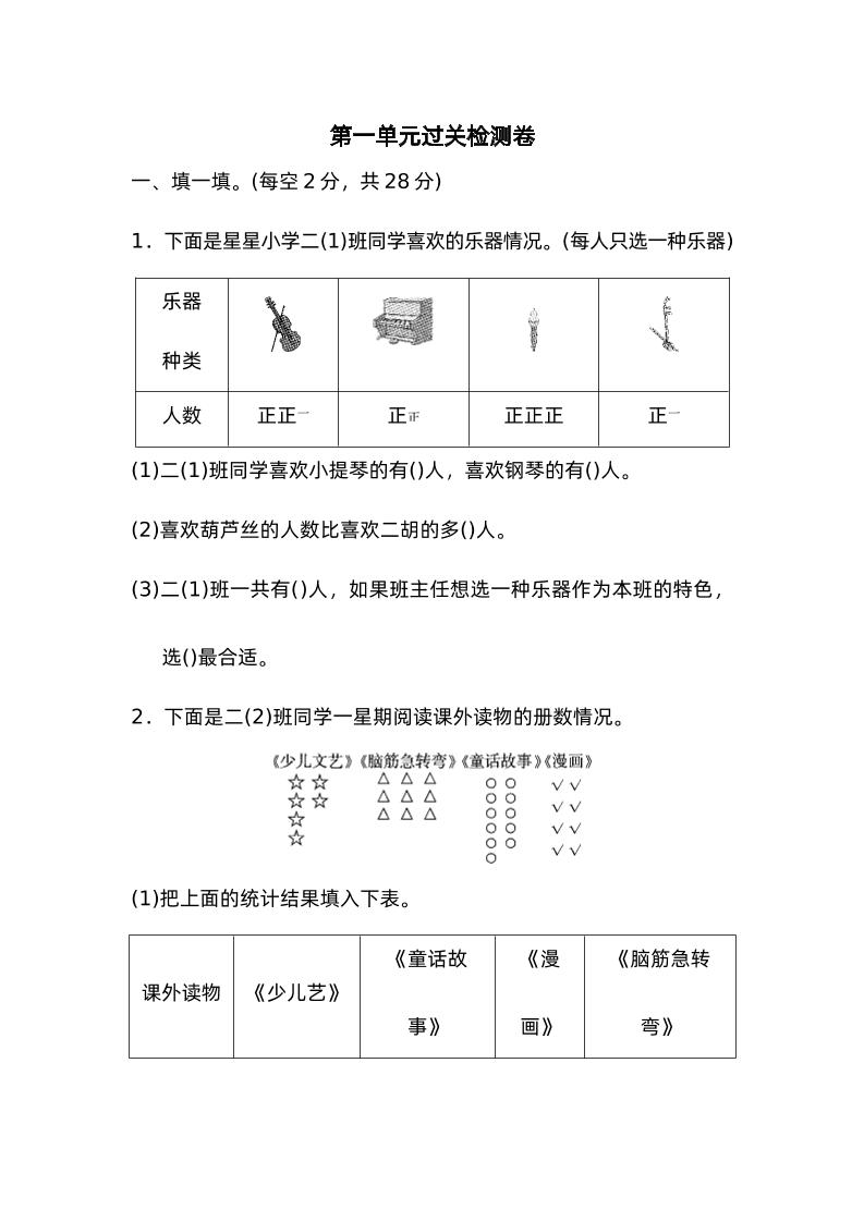 二下数学人教第一单元过关检测卷-谷进海小站