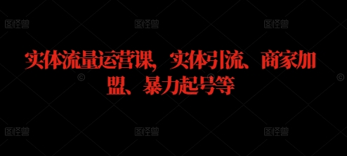 实体流量运营课，实体引流、商家加盟、暴力起号等-谷进海小站