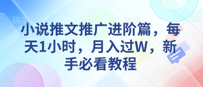 小说推文推广进阶篇，每天1小时，月入过W，新手必看教程-谷进海小站