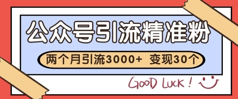 公众号精准粉引流玩法，2个月3000+精准粉，变现30个W【揭秘】-谷进海小站