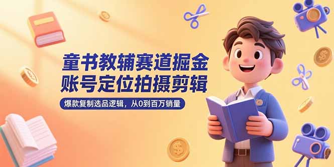 童书教辅赛道掘金，账号定位拍摄剪辑，爆款复制选品逻辑，从0到百万销量-谷进海小站