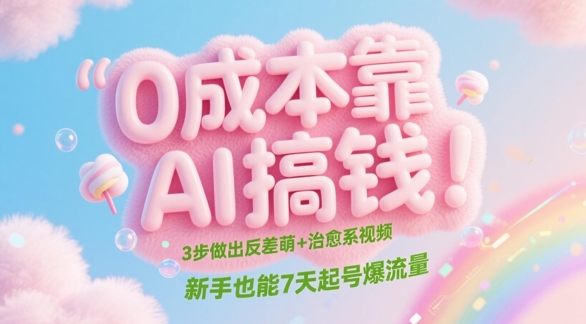 0成本靠AI搞钱！3步做出反差萌+治愈系视频，新手也能7天起号爆流量-谷进海小站