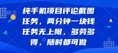 纯手机项目评论截图任务，两分钟一块钱 任务无上限多劳多得，随时随地都能做【揭秘】-谷进海小站