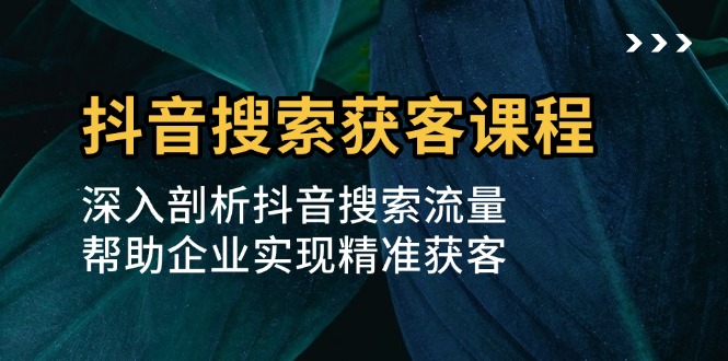 抖音搜索获客课程：深入剖析抖音搜索流量，帮助企业实现精准获客-谷进海小站