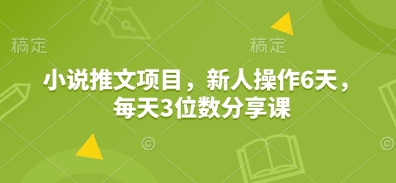 小说推文项目，新人操作6天，每天3位数分享课-谷进海小站