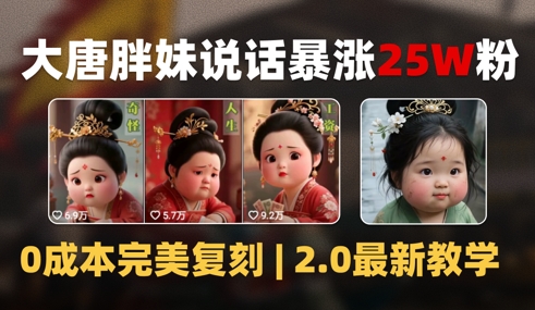 AI大唐胖贵妃说话2.0，40条视频暴涨40w粉，附独家变现攻略-谷进海小站