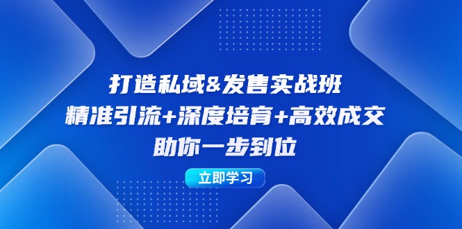 打造私域&发售实操班：精准引流+深度培育+高效成交，助你一步到位-谷进海小站
