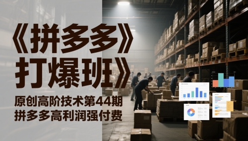 《拼多多打爆班》原创高阶技术第44期，拼多多高利润强付费-谷进海小站