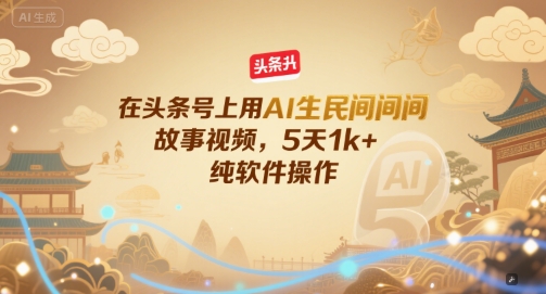 在头条号上用AI生民间故事视频，5天1k+，纯软件操作-谷进海小站
