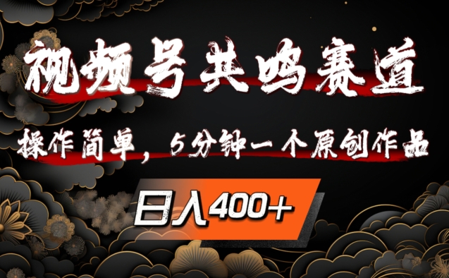 视频号共鸣赛道，操作简单，5分钟1个原创作品，日入几张【揭秘】-谷进海小站