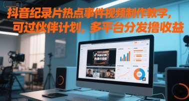 抖音纪录片热点事件视频制作教学，可过伙伴计划，多平台分发撸收益-谷进海小站