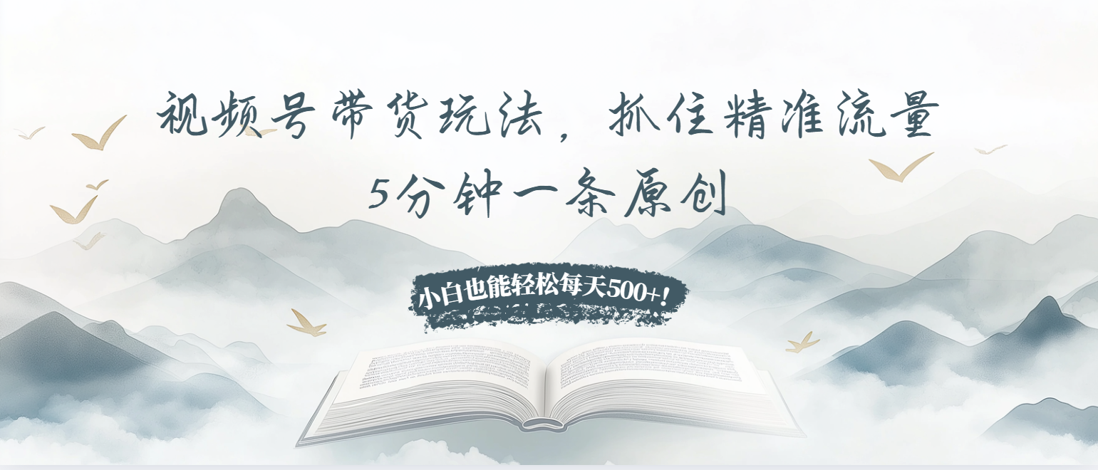 视频号带货玩法，抓住精准流量，5分钟一条原创，小白也能轻松每天500+！-谷进海小站