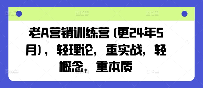 老A营销训练营(更25年6月)，轻理论，重实战，轻概念，重本质-谷进海小站