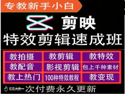 剪映特效教程和运营变现教程，特效剪辑速成班，专教新手小白-谷进海小站