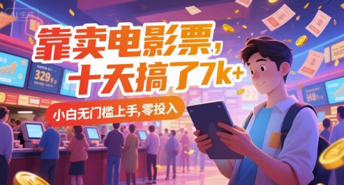 靠卖电影票，十天搞了7k+，小白无门槛上手，零投入【揭秘】-谷进海小站