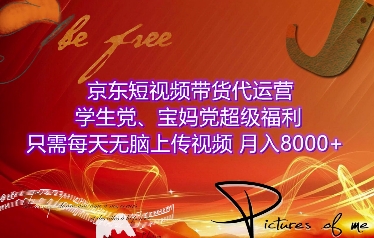 京东短视频带货代运营，学生党、宝妈党超级福利，只需每天无脑上传视频，月入8000+【仅揭秘】-谷进海小站