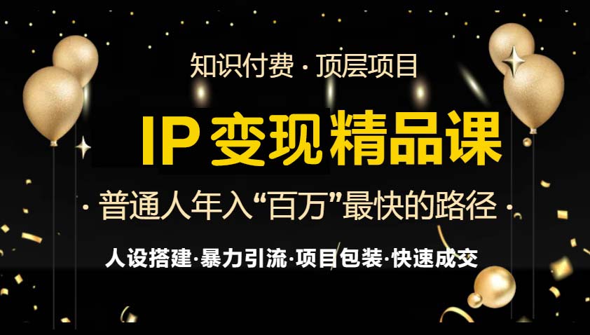 IP变现最新精品课程，知识付费全流程+最强引流术+小白避坑指南-谷进海小站