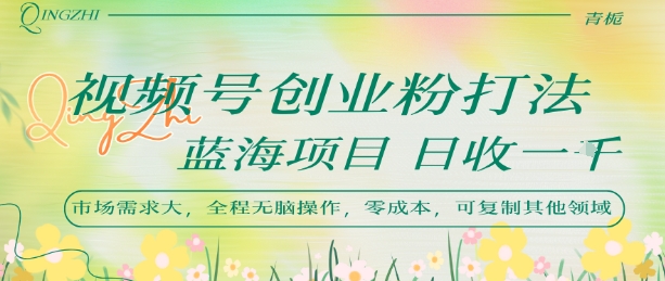 视频号创业粉打法，日入1k，蓝海项目，市场需求大，全程无脑操作，可复制-谷进海小站