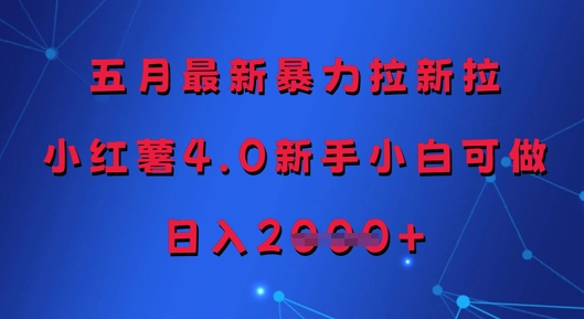 五月最新暴力拉新拉，小红薯4.0新手小白可做，日入多张-谷进海小站
