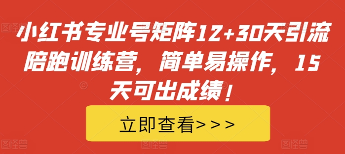 小红书专业号矩阵12+30天引流陪跑训练营，简单易操作，15天可出成绩!-谷进海小站