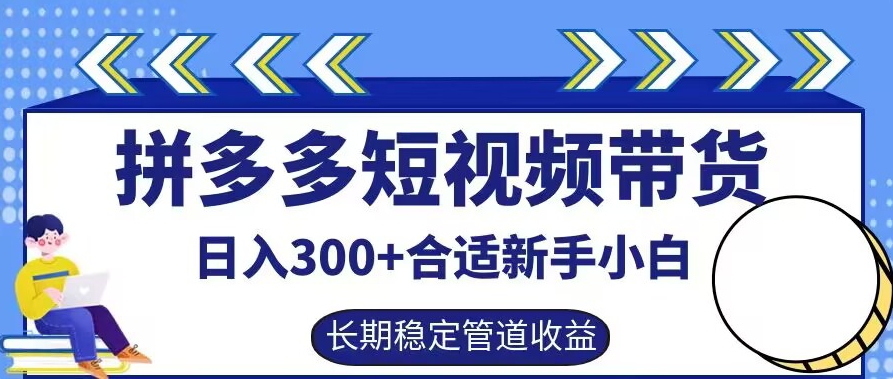 拼多多短视频带货日入300+有长期稳定被动收益，合适新手小白【揭秘】-谷进海小站