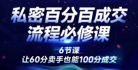 私密百分百成交流程线上训练营，绝对成交，让60分卖手也能100分成交-谷进海小站