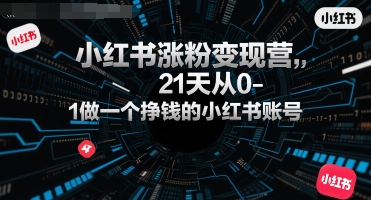 小红书涨粉变现营，21天从0-1做一个挣钱的小红书账号-谷进海小站