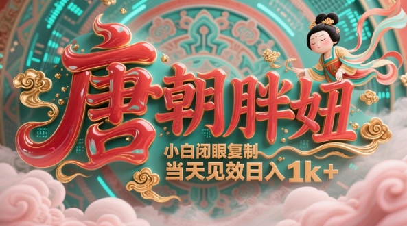 用AI克隆“唐朝胖妞”日更3条，平台疯狂推流，小白闭眼复制，当天见效，日入1k+-谷进海小站