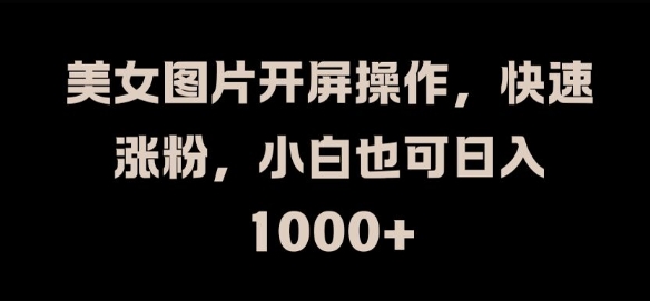 美女图片开屏操作，快速涨粉，小白也可日入1k【揭秘】-谷进海小站
