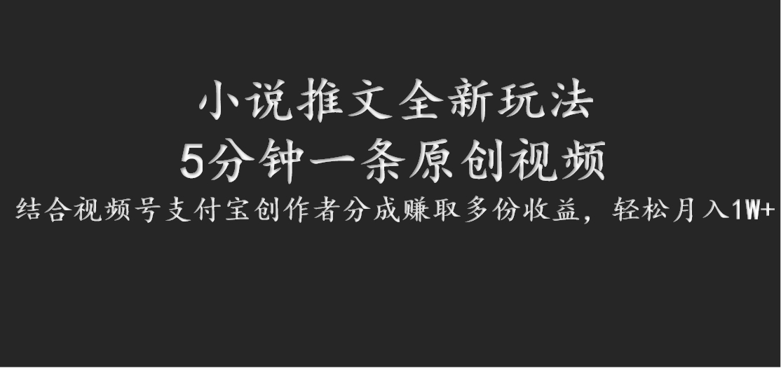 小说推文全新玩法，5分钟一条原创视频，结合视频号支付宝创作者分成赚取多份收益-谷进海小站
