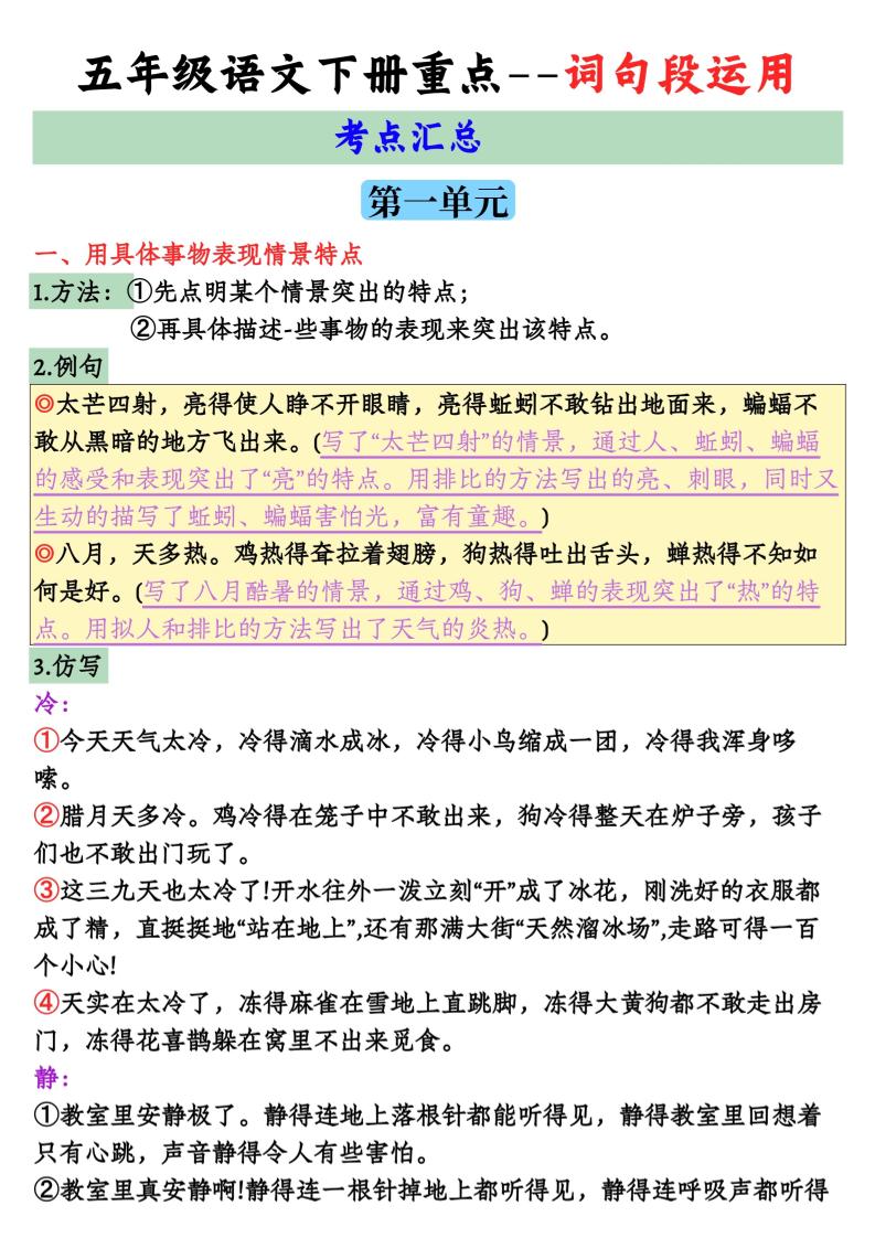 【全册词句段运用考点汇总】五下语文-谷进海小站