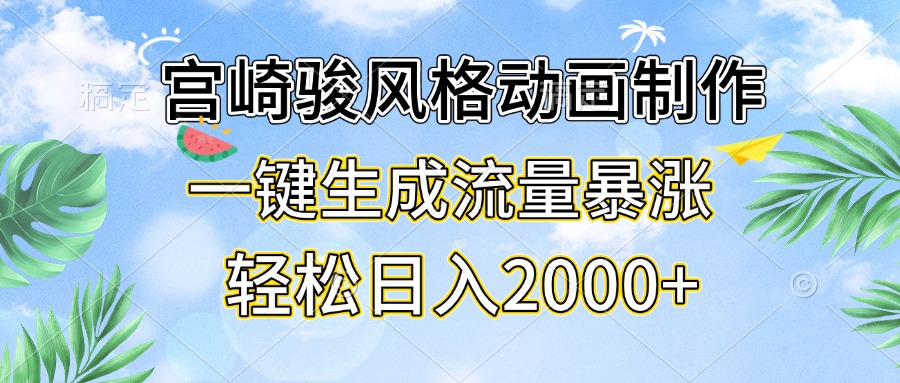 宫崎骏风格动画制作，一键生成流量暴涨，轻松日入2000+-谷进海小站