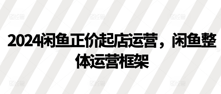 2024闲鱼正价起店运营，闲鱼整体运营框架-谷进海小站
