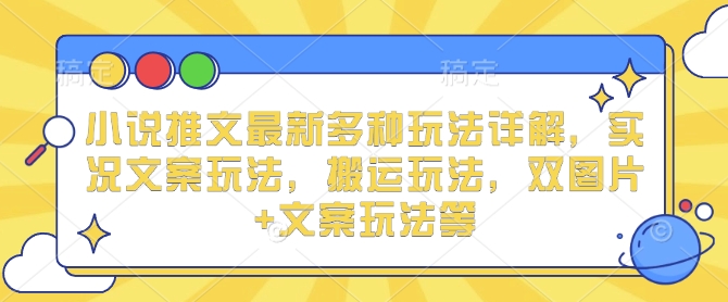 小说推文最新多种玩法详解，实况文案玩法，搬运玩法，双图片+文案玩法等-谷进海小站