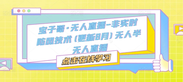 宝子哥·无人直播-非实时防风技术(更新9月)无人半无人直播-谷进海小站