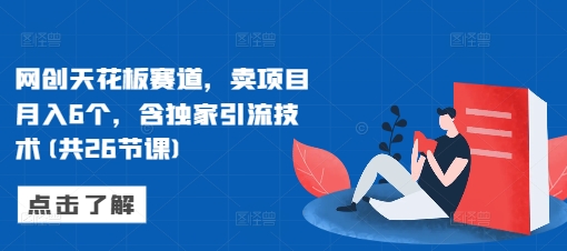 网创天花板赛道，卖项目月入6个，含独家引流技术(共26节课)-谷进海小站