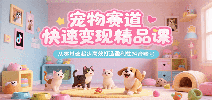 宠物赛道快速变现精品课，从零基础起步高效打造盈利性抖音账号-谷进海小站