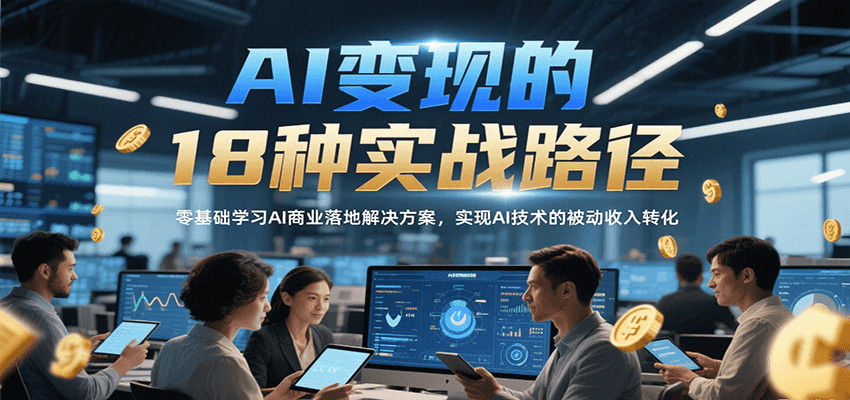 AI变现的18种实战路径，零基础学习AI商业落地解决方案，实现AI技术的被动收入转化-谷进海小站