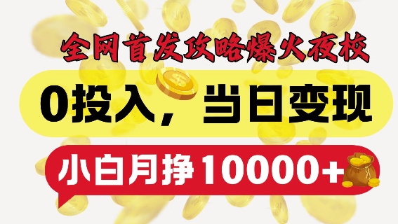 全网首发爆火夜校，0投入，当日变现，小白轻松月入1w+【揭秘】-谷进海小站