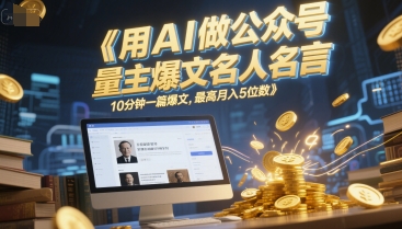 用AI做公众号流量主爆文名人名言，10分钟一篇爆文，最高月入5位数-谷进海小站